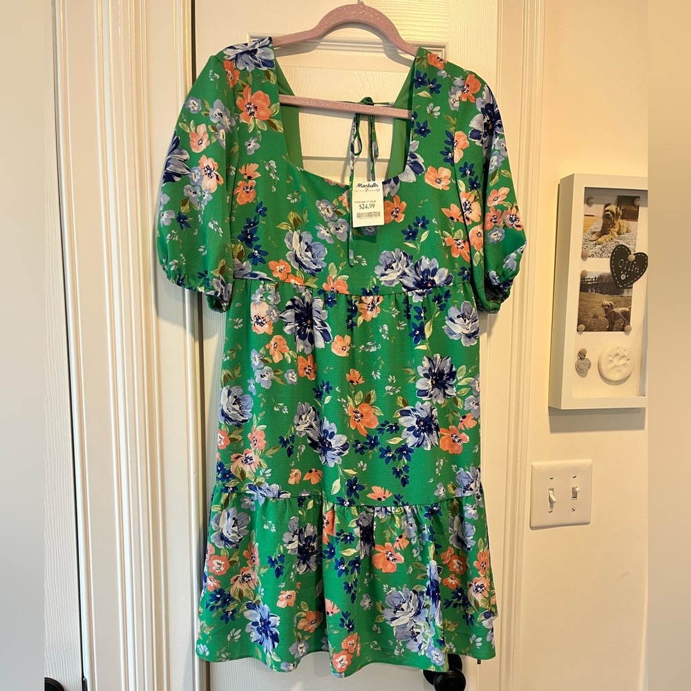 BCBG Green Floral Dress